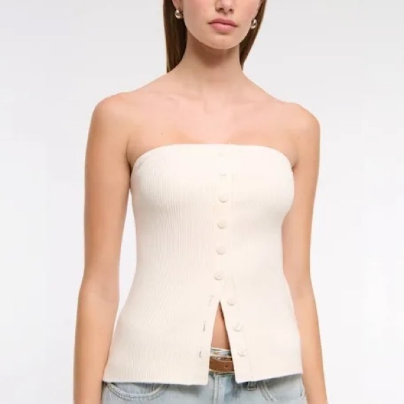 Abercrombie & Fitch Ottoman Button-Through Tube Top - Picture 1 of 6
